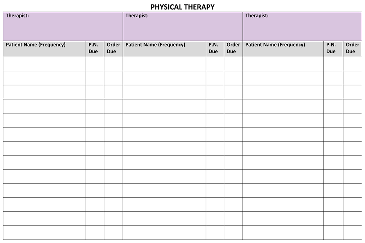 Physical Therapy Schedule