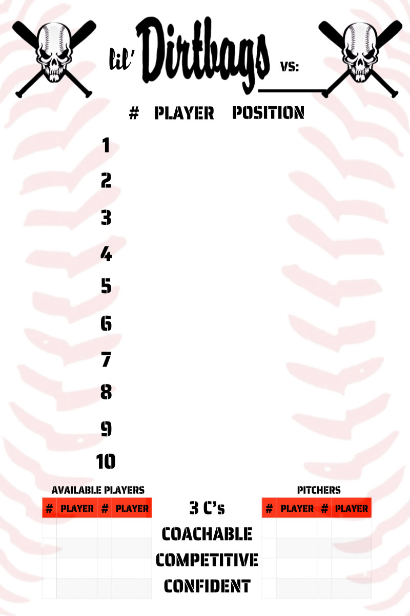 Baseball Players and Positions Board