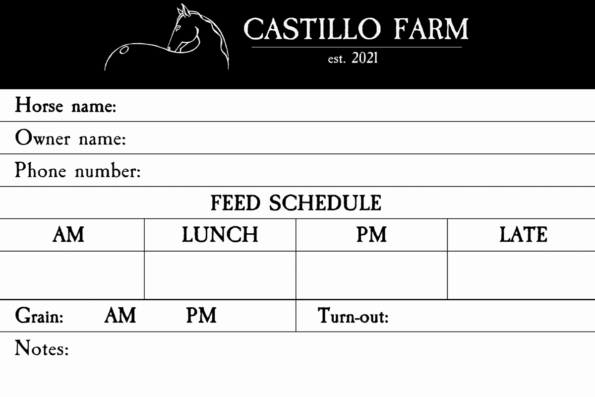 Farm Feed Schedule