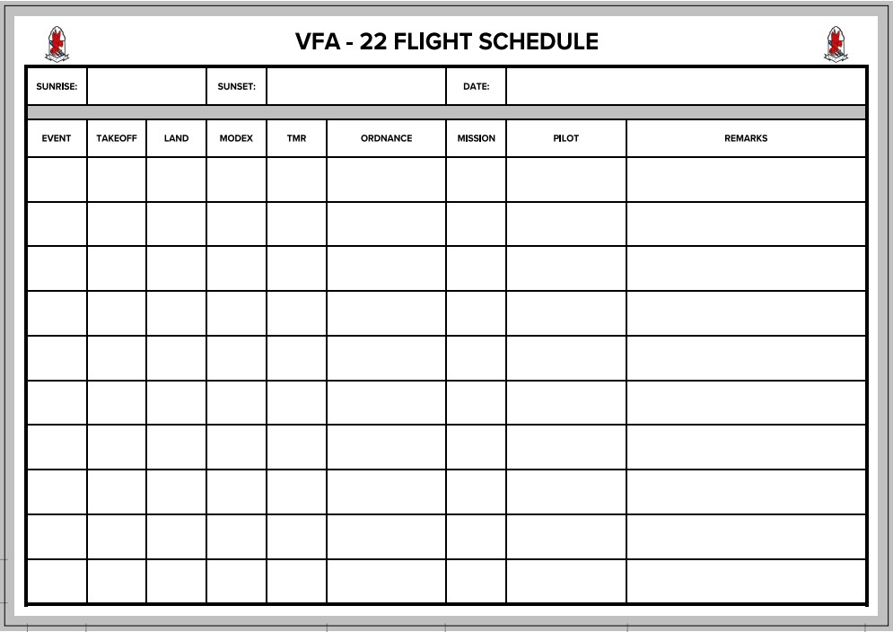 Military Flight Schedule 